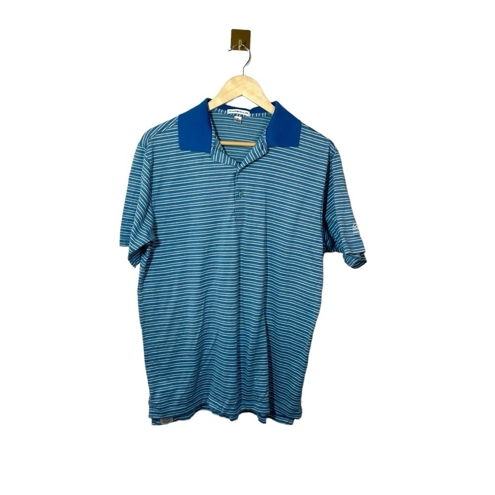 Peter Millar Mens Blue Striped Country Club Golf Polo Shirt Cotton Preppy M